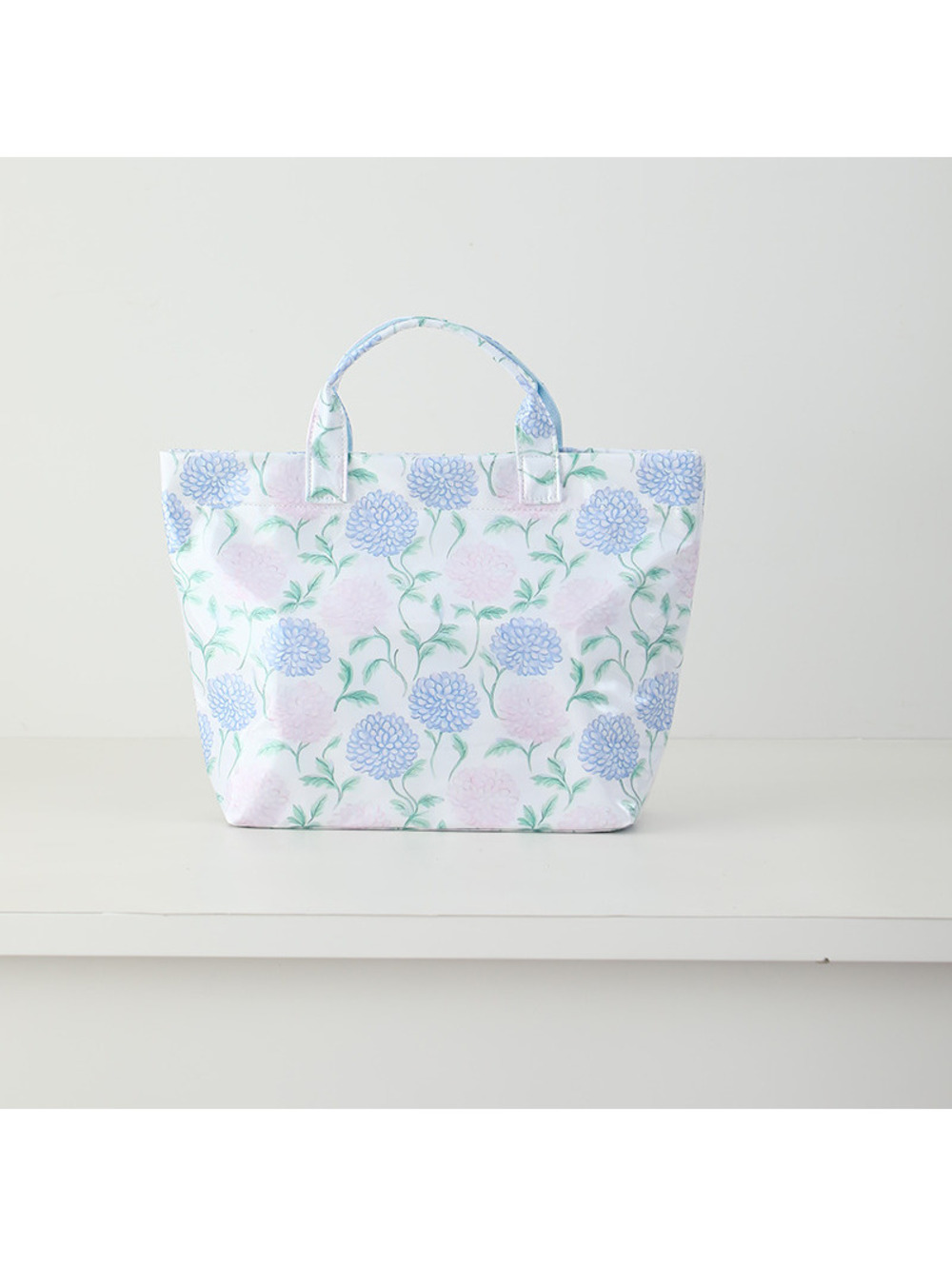Floral Print Tote Bag in Light Blue and Pink